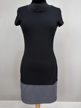 Athleta Ella Colorblock Short Sleeve Mini Dress Black/Grey Sz XS